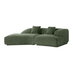 Canapé d'angle gauche compressé VENA 4 places tissu bouclette texturé vert