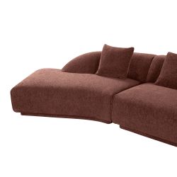 Canapé d'angle gauche compressé VENA 4 places tissu bouclette texturé terracotta