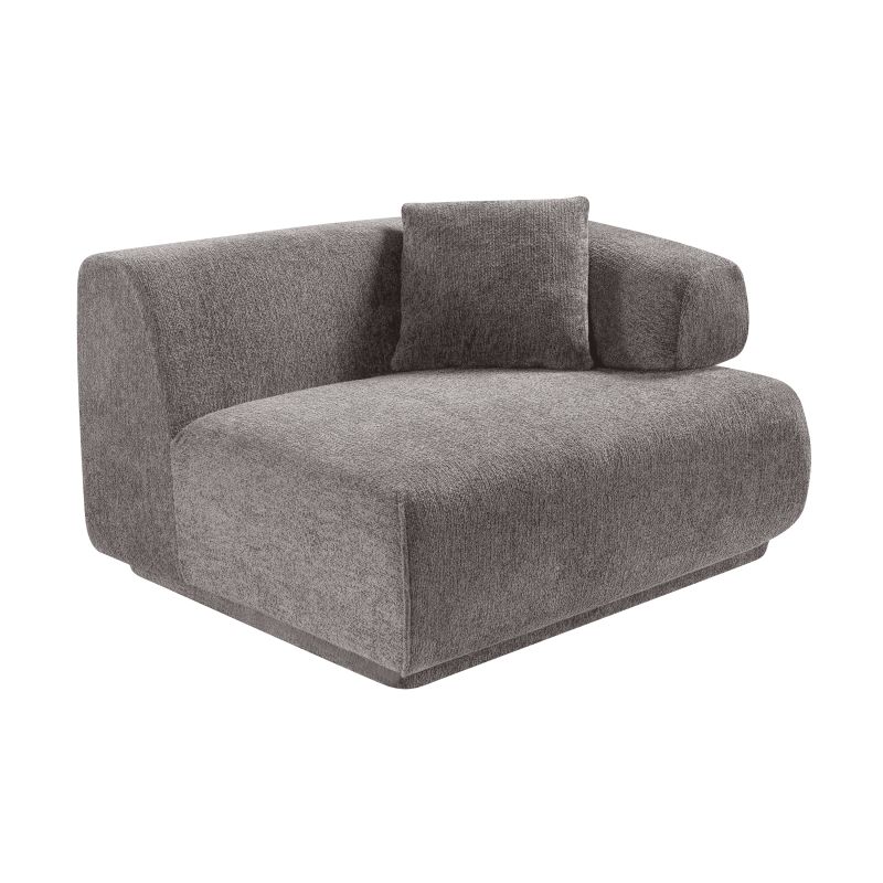 Canapé d'angle gauche compressé VENA 4 places tissu bouclette texturé marron