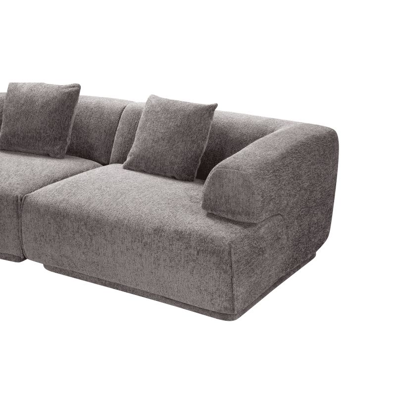 Canapé d'angle gauche compressé VENA 4 places tissu bouclette texturé marron