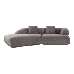 Canapé d'angle gauche compressé VENA 4 places tissu bouclette texturé marron