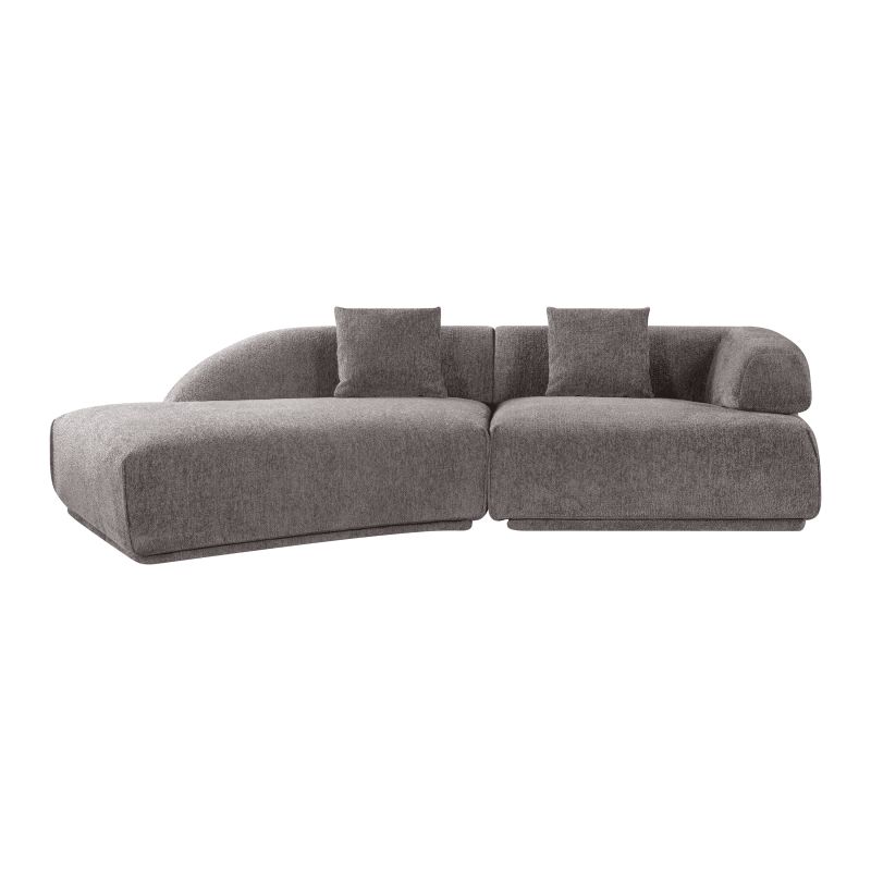 Canapé d'angle gauche compressé VENA 4 places tissu bouclette texturé marron