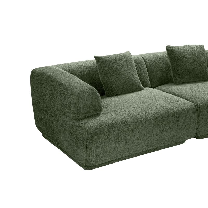 Canapé d'angle droit compressé VENA 4 places tissu bouclette texturé vert