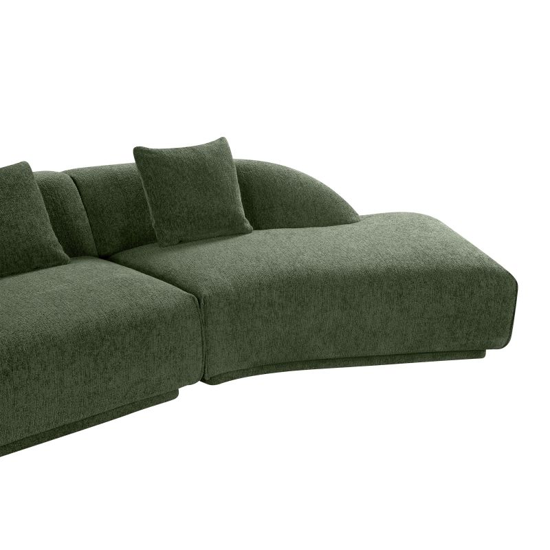 Canapé d'angle droit compressé VENA 4 places tissu bouclette texturé vert
