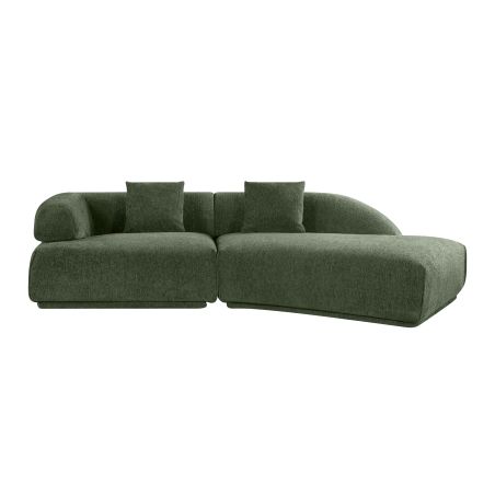 Canapé d'angle droit compressé VENA 4 places tissu bouclette texturé vert