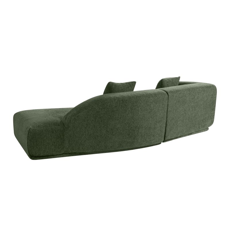 Canapé d'angle droit compressé VENA 4 places tissu bouclette texturé vert