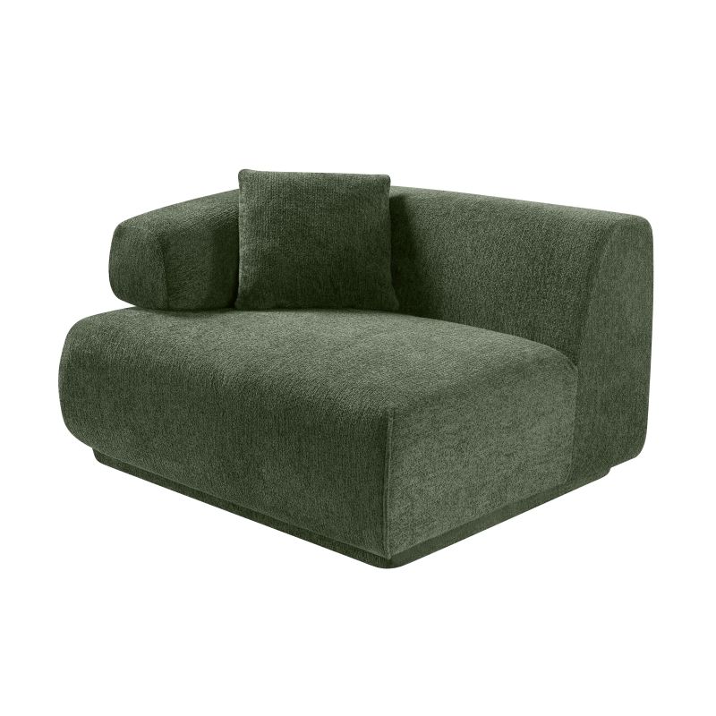 Canapé d'angle droit compressé VENA 4 places tissu bouclette texturé vert