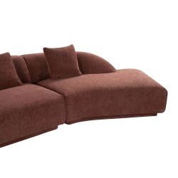 Canapé d'angle droit compressé VENA 4 places tissu bouclette texturé terracotta