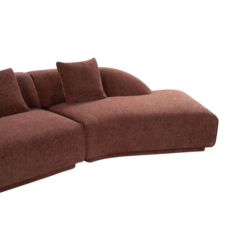 Canapé d'angle droit compressé VENA 4 places tissu bouclette texturé terracotta
