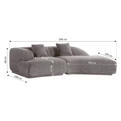 Canapé d'angle droit compressé VENA 4 places tissu bouclette texturé marron