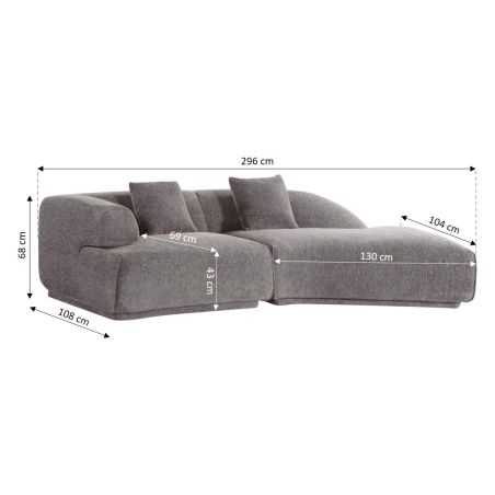 Canapé d'angle droit compressé VENA 4 places tissu bouclette texturé marron