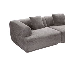 Canapé d'angle droit compressé VENA 4 places tissu bouclette texturé marron