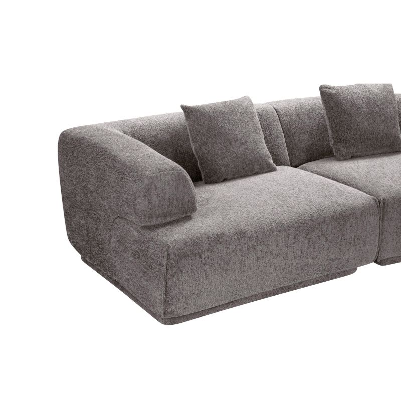 Canapé d'angle droit compressé VENA 4 places tissu bouclette texturé marron