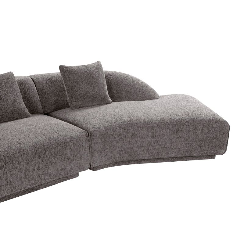 Canapé d'angle droit compressé VENA 4 places tissu bouclette texturé marron