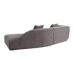 Canapé d'angle droit compressé VENA 4 places tissu bouclette texturé marron