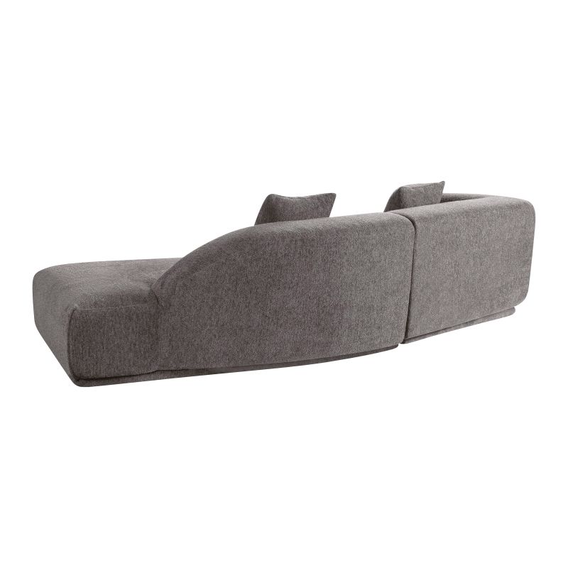 Canapé d'angle droit compressé VENA 4 places tissu bouclette texturé marron