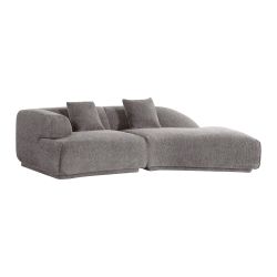 Canapé d'angle droit compressé VENA 4 places tissu bouclette texturé marron