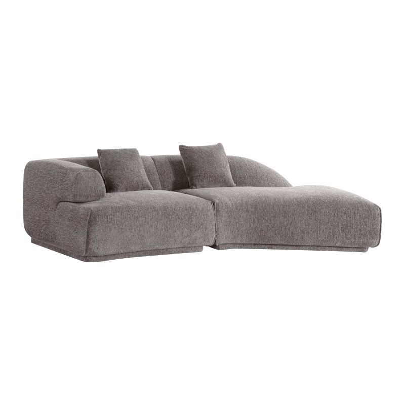 Canapé d'angle droit compressé VENA 4 places tissu bouclette texturé marron
