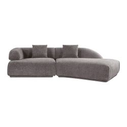 Canapé d'angle droit compressé VENA 4 places tissu bouclette texturé marron