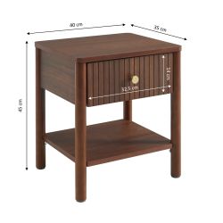 Table de chevet CLEO placage chêne effet noyer 40cm