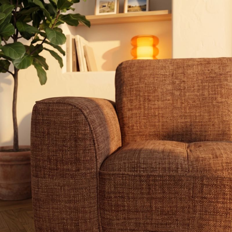Canapé droit fixe LOERA 2 places tissu velours texturé terracotta