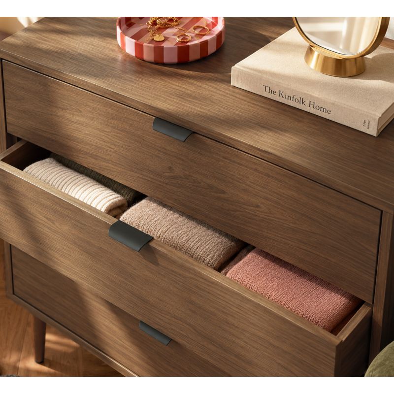 Commode ALMA effet noyer 3 tiroirs 80cm