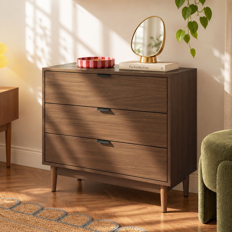 Commode ALMA effet noyer 3 tiroirs 80cm