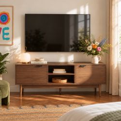 Meuble tv ALMA effet noyer 130cm