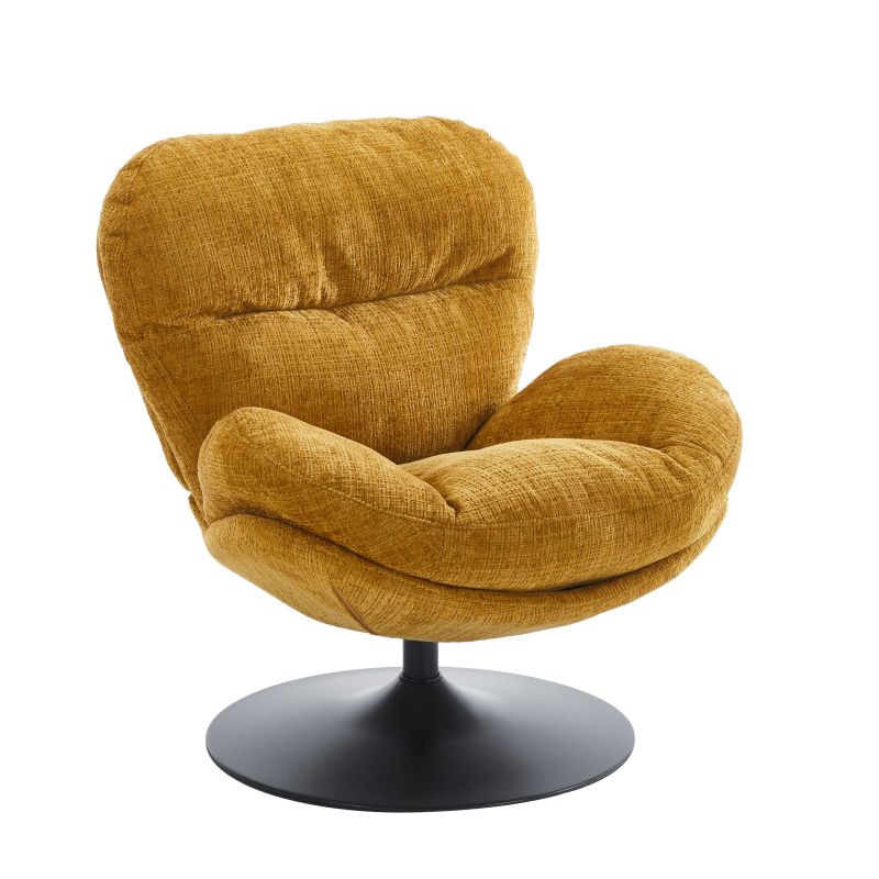 Fauteuil rotatif CERES 1 place tissu jaune moutarde
