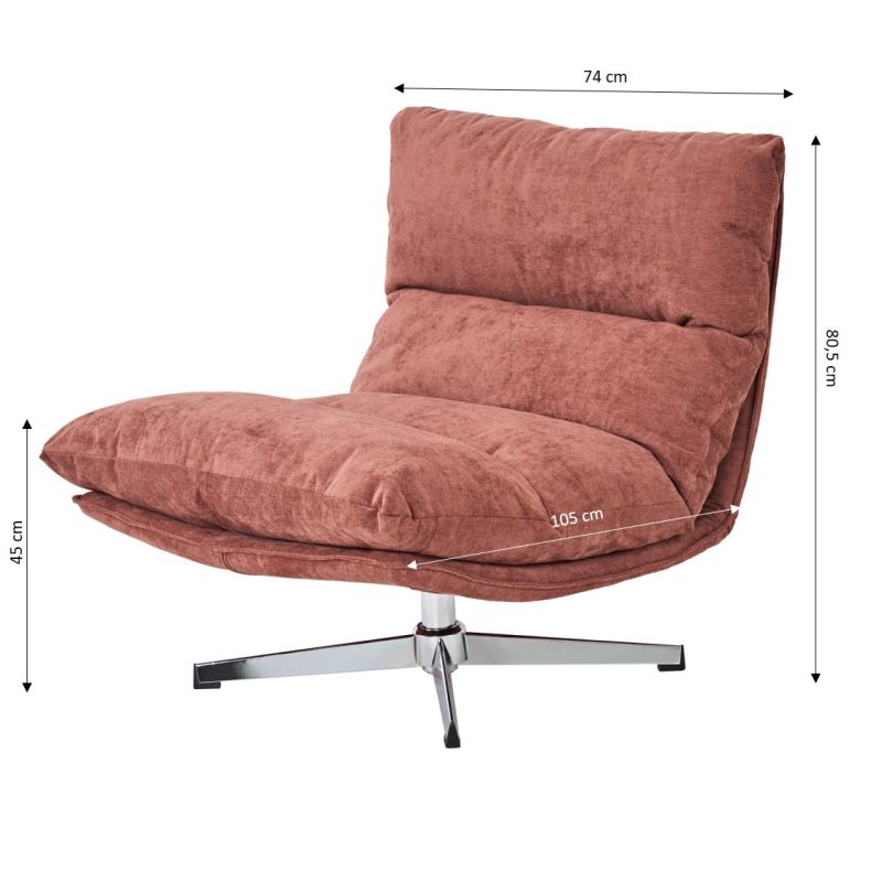 Fauteuil rotatif HYGEA 1 place tissu terracotta