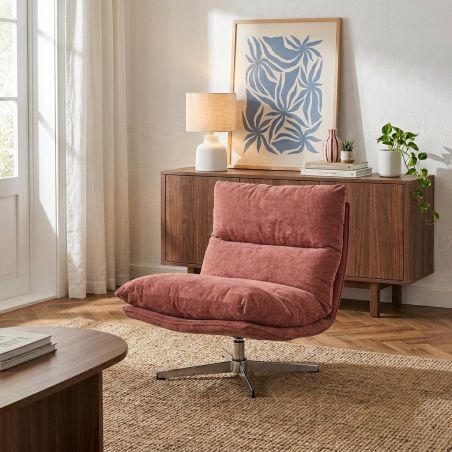Fauteuil rotatif HYGEA 1 place tissu terracotta
