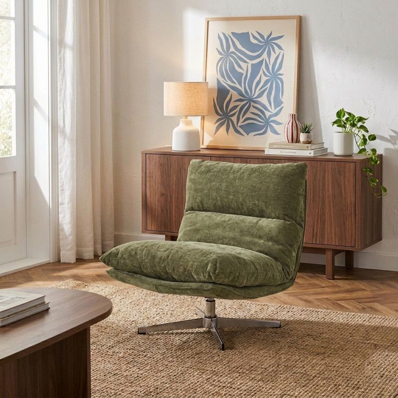 Fauteuil rotatif HYGEA 1 place tissu vert